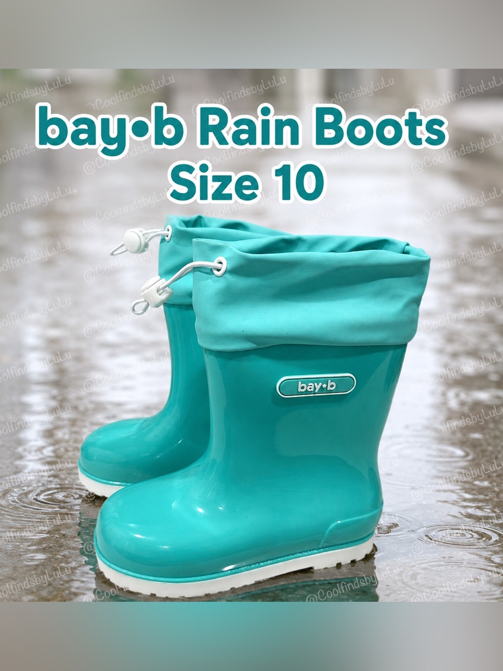 bay•b Bright Turquoise Children’s Rain Boots – Size 10